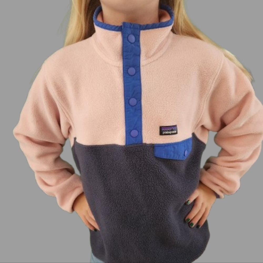 Patagonia Girl's size 10 pink/gray fleece